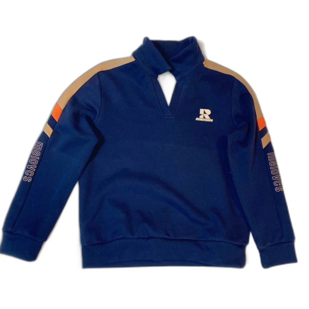 Kids L Navy Athletic Pullover | Stretch Sweatshirt